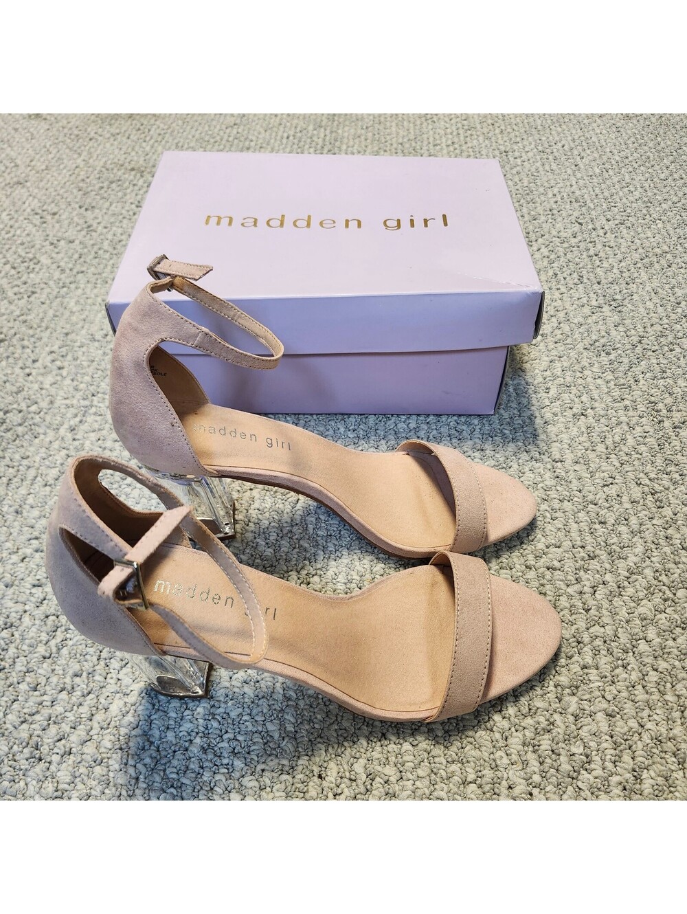 Madden Girl Beella Nude Ankle Strap Block Heel Sandals Size 10 New